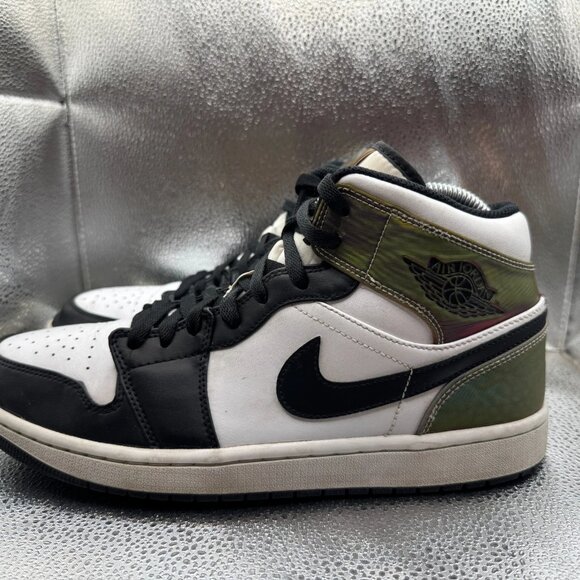 Size 10.5 Air Jordan 1 Mid SE Mens White Black Athletic Sneakers DM7802-100 - Picture 7 of 11